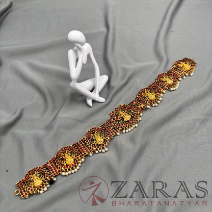 Bharatanatyam Dance Jewellery - Lakshmi RG Hip Belt Kemp Pe (Ottiyanam) image 3