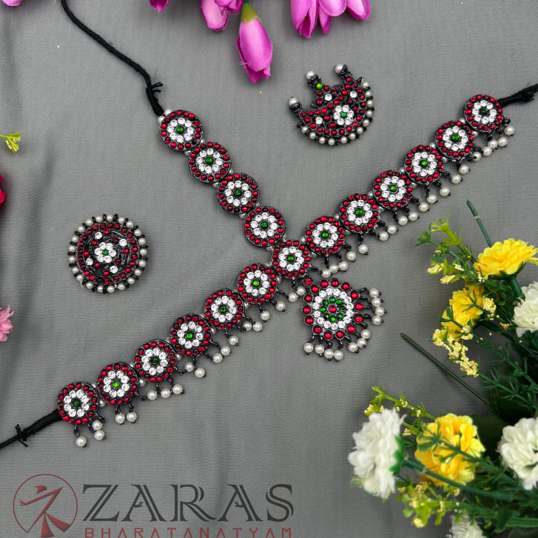 Bharatanatyam Dance Jewellery Black - Headset Round Beads RG Kemp CS image 2