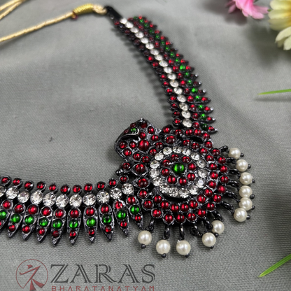 Bharatanatyam Dance Jewellery Black - Kuchi & Snake Necklace RG Kemp Beads image 2
