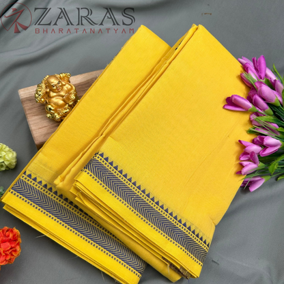 Bharatanatyam Dance Practice Saree - L yellow with Blue S Temple Border (6mtr) image 1