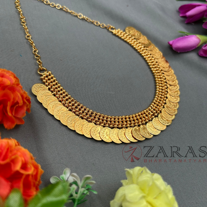 Bharatanatyam Dance Jewellery - Necklace Gold Coin Design KaasU Maala Type image 1