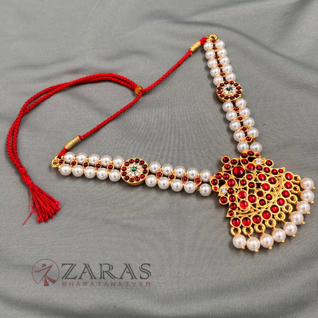 Bharatanatyam Dance Jewellery - Necklace 2L Pearl Kemp Ro Padakam image 1