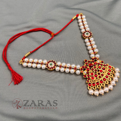 Bharatanatyam Dance Jewellery - Necklace 2L Pearl Kemp Ro Padakam image 1