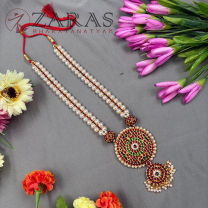 Bharatanatyam Dance Jewellery Haaram - 2 L Balls Round RG Kemp Maalai / Long Beads image 0