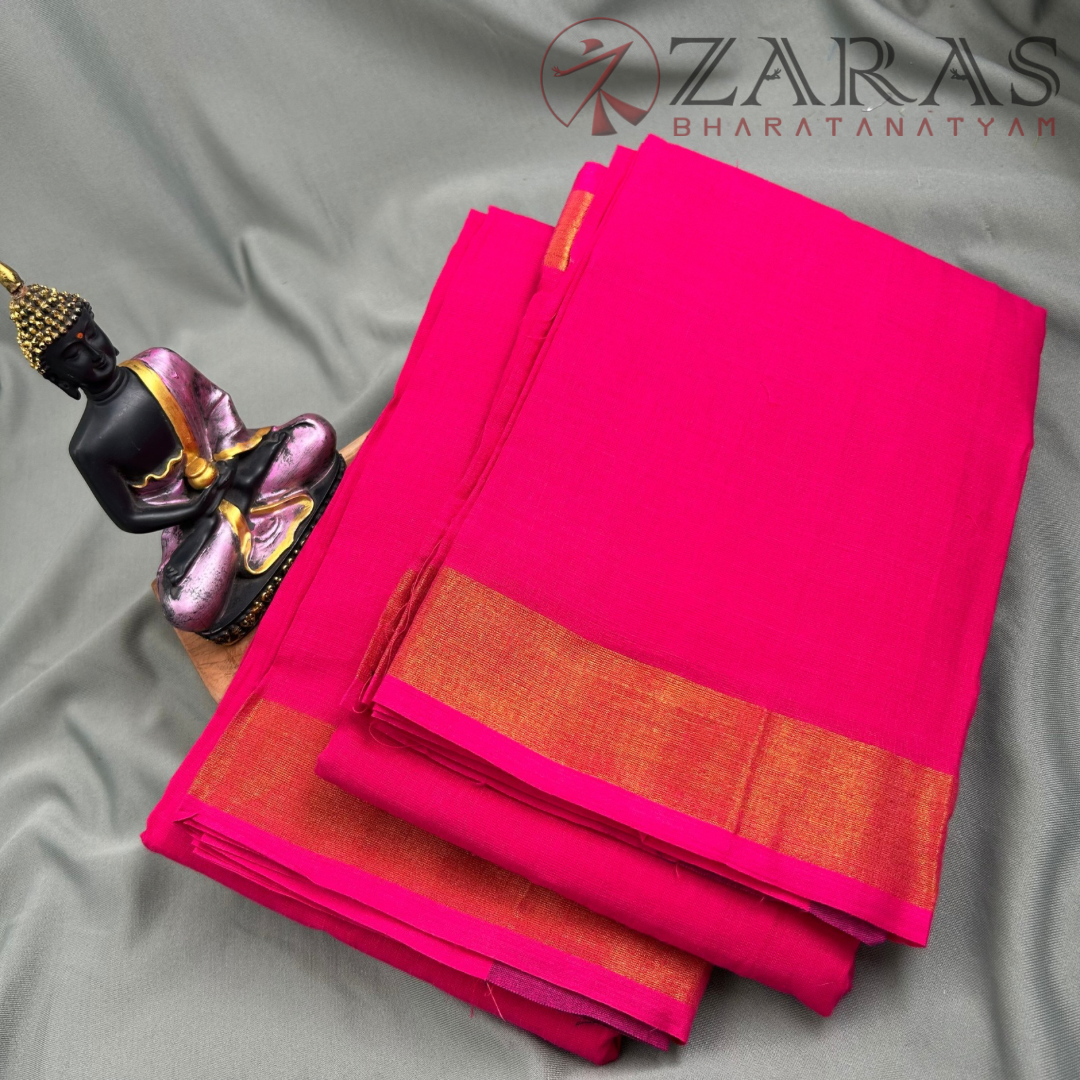 Bharatanatyam Dance Practice Saree - Pink with Gold Plain Border image 1