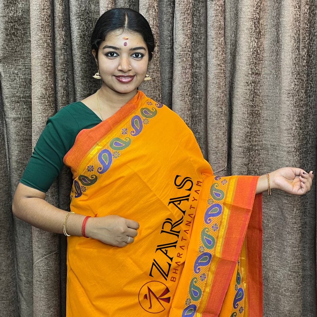Bharatanatyam Dance Practice Saree - Mango Yellow RD Manga Border image 0