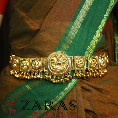 Bharatanatyam Dance Jewellery - Lakshmi Round Gold Hip Belt (Ottiyanam) image 0