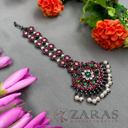 Bharatanatyam Dance Jewellery Black - Flower Manga Netti Chutti RG Kemp CS image 1