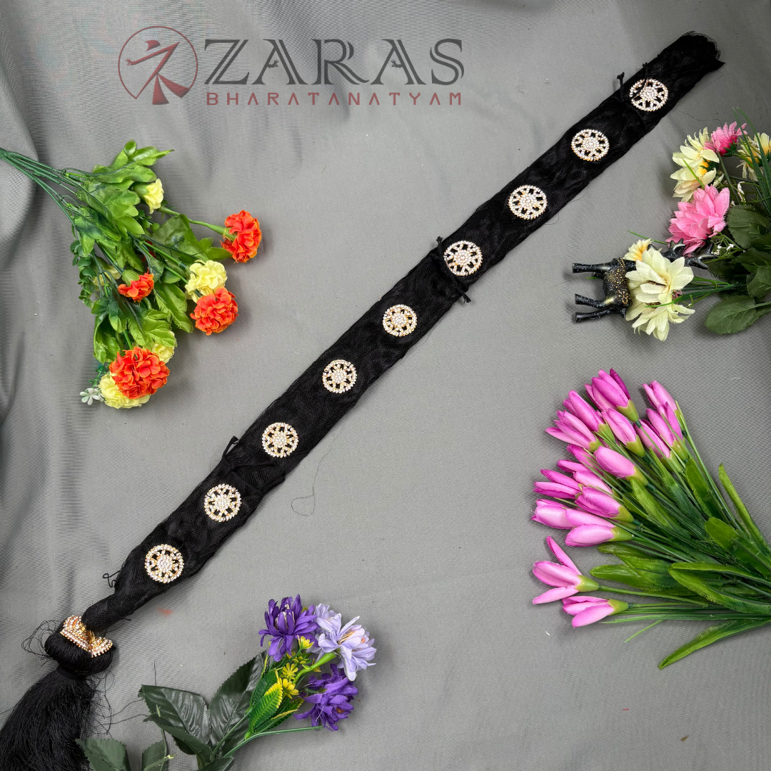 Bharatanatyam Dance Jewellery - Stone Jada Set Round with Hair Kunjalam image 0
