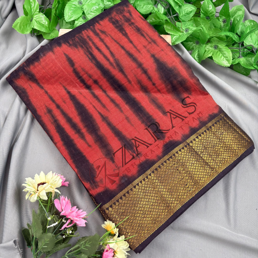 Bharatanatyam Dance Practice Saree - Brown with Black Double color Saree with Blouse Material image 0
