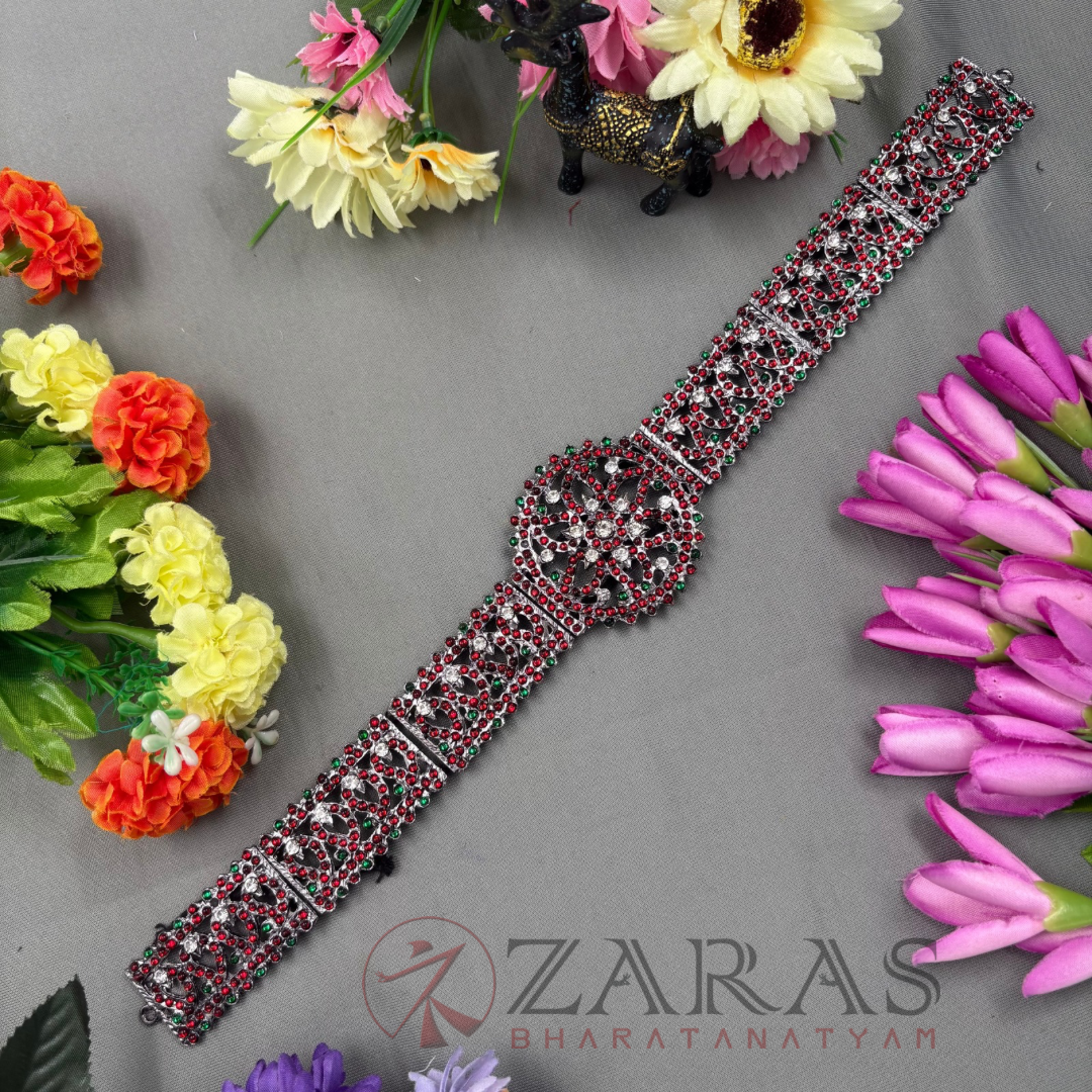 Bharatanatyam Dance Jewellery Black - Flower RG Kemp CS Hip Belt (Ottiyanam) image 0