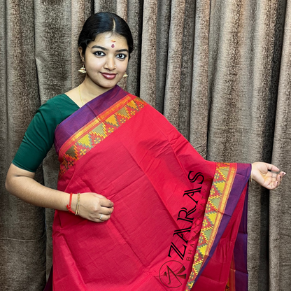 Bharatanatyam Dance Practice Saree - Red Violet Gopuram Border image 0