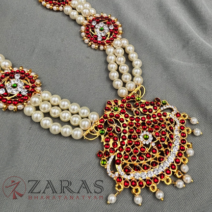 Bharatanatyam Dance Jewellery - Haaram Sun & Moon Design RG Kemp CS image 2