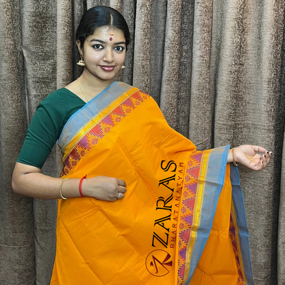 Bharatanatyam Dance Practice Saree - Mango Yellow BL Gopuram Border image 0