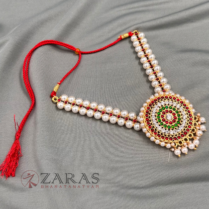 Bharatanatyam Dance Jewellery - Necklace White Pearl DB Round image 1