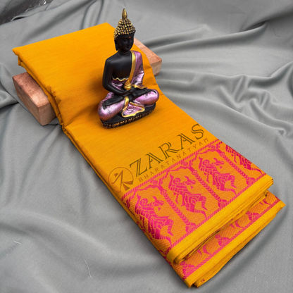 Bharatanatyam Dance Practice Saree - Yellow Pink Doll Border image 0
