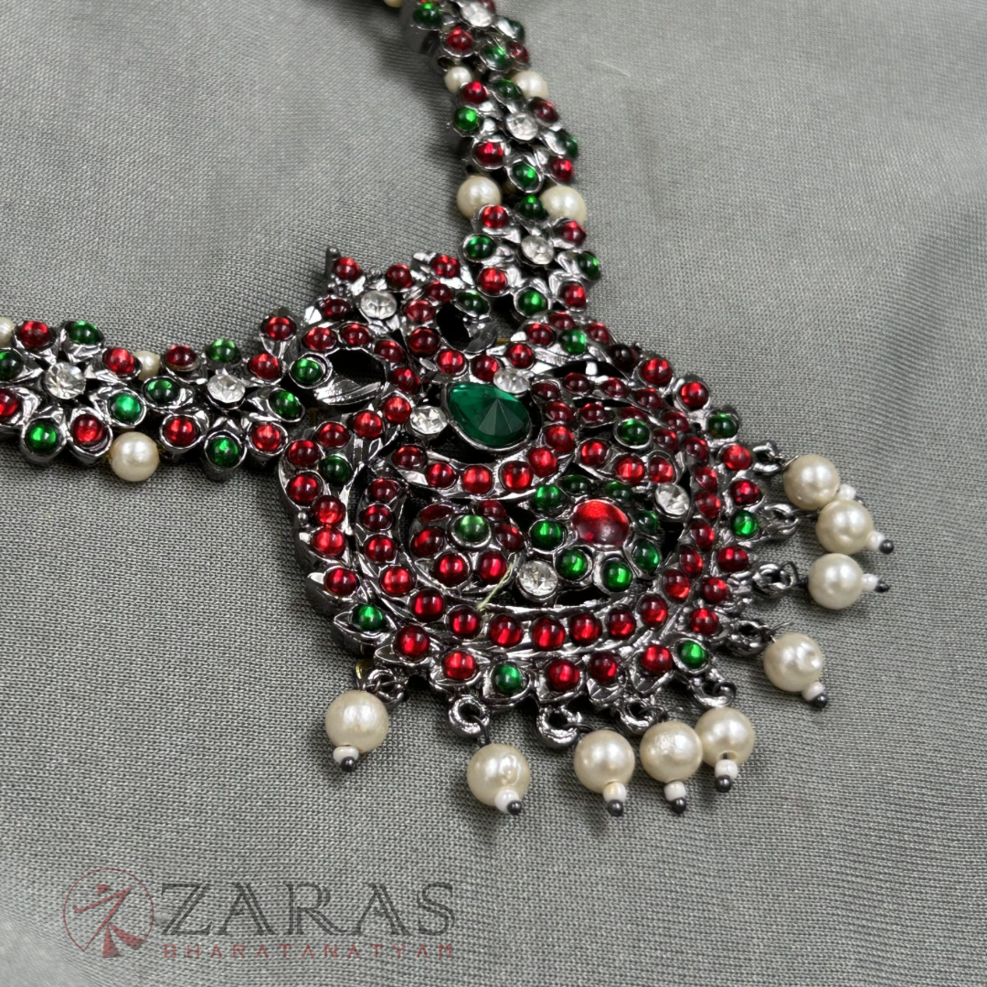 Bharatanatyam Dance Jewellery Black - Flower RG kemp Haaram image 2