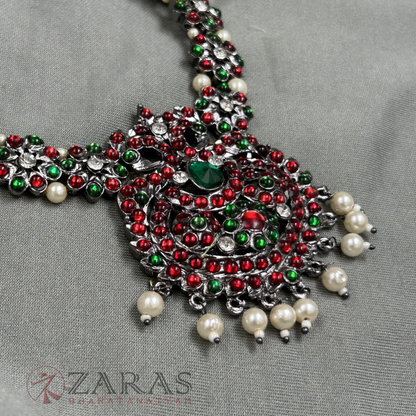 Bharatanatyam Dance Jewellery Black - Flower RG kemp Haaram image 2