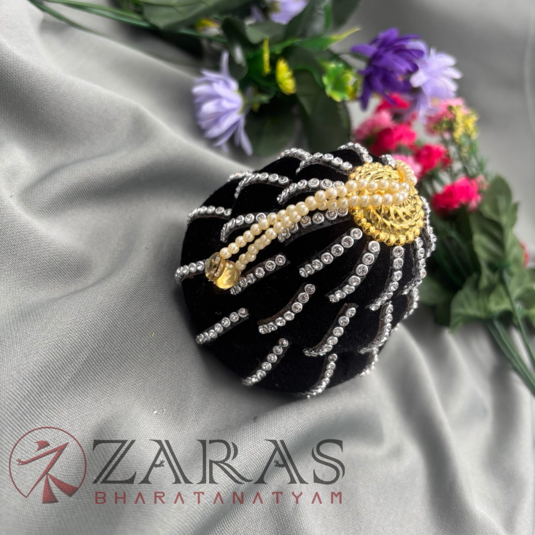 Bharatanatyam Dance Hair Accessories - Aandaal Kondai Stone Plastic 3 Layer image 2