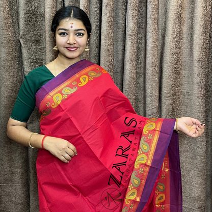 Bharatanatyam Dance Practice Saree - Red Violet Manga Border image 0