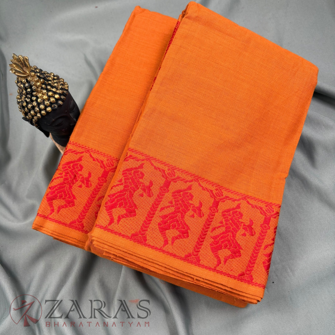 Bharatanatyam Dance Practice Saree - M Yellow with Red Doll Border image 1