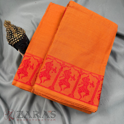 Bharatanatyam Dance Practice Saree - M Yellow with Red Doll Border image 1