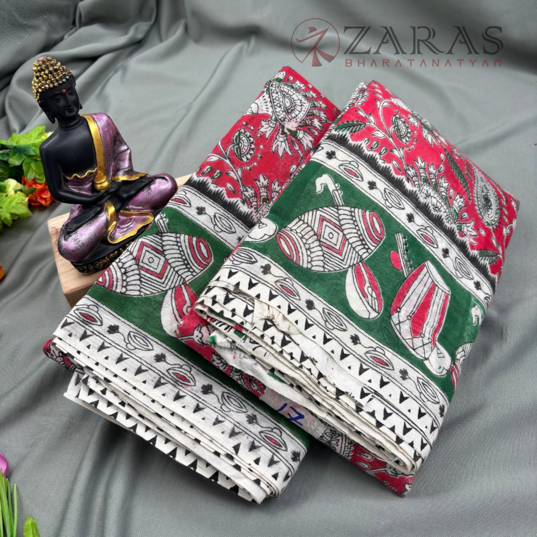 Bharatanatyam Dance Practice Saree - Pink with Green Kalamkari Saree image 1