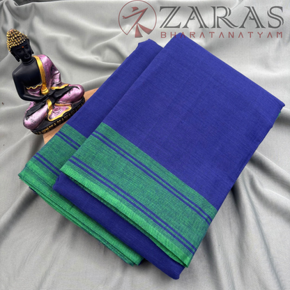 Bharatanatyam Dance Practice Saree - Blue with Green Plain Border image 1
