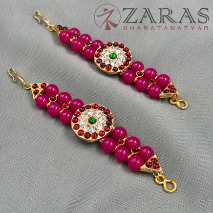 Bharatanatyam Dance Jewellery - Round & Pink balls CS RG Kemp Maatal image 3
