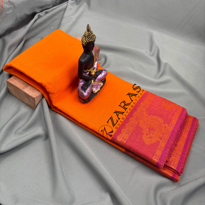 Bharatanatyam Dance Practice Saree - Mango Yellow Mus Peacock Border image 2