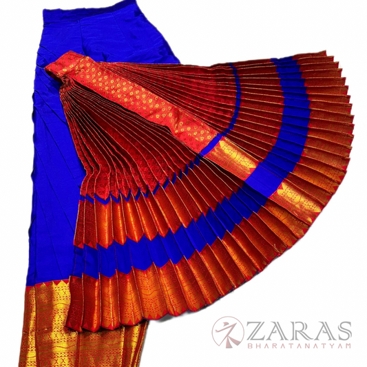 Bharatanatyam Dance Costume Readymade - Blue with Red Brocade image 1