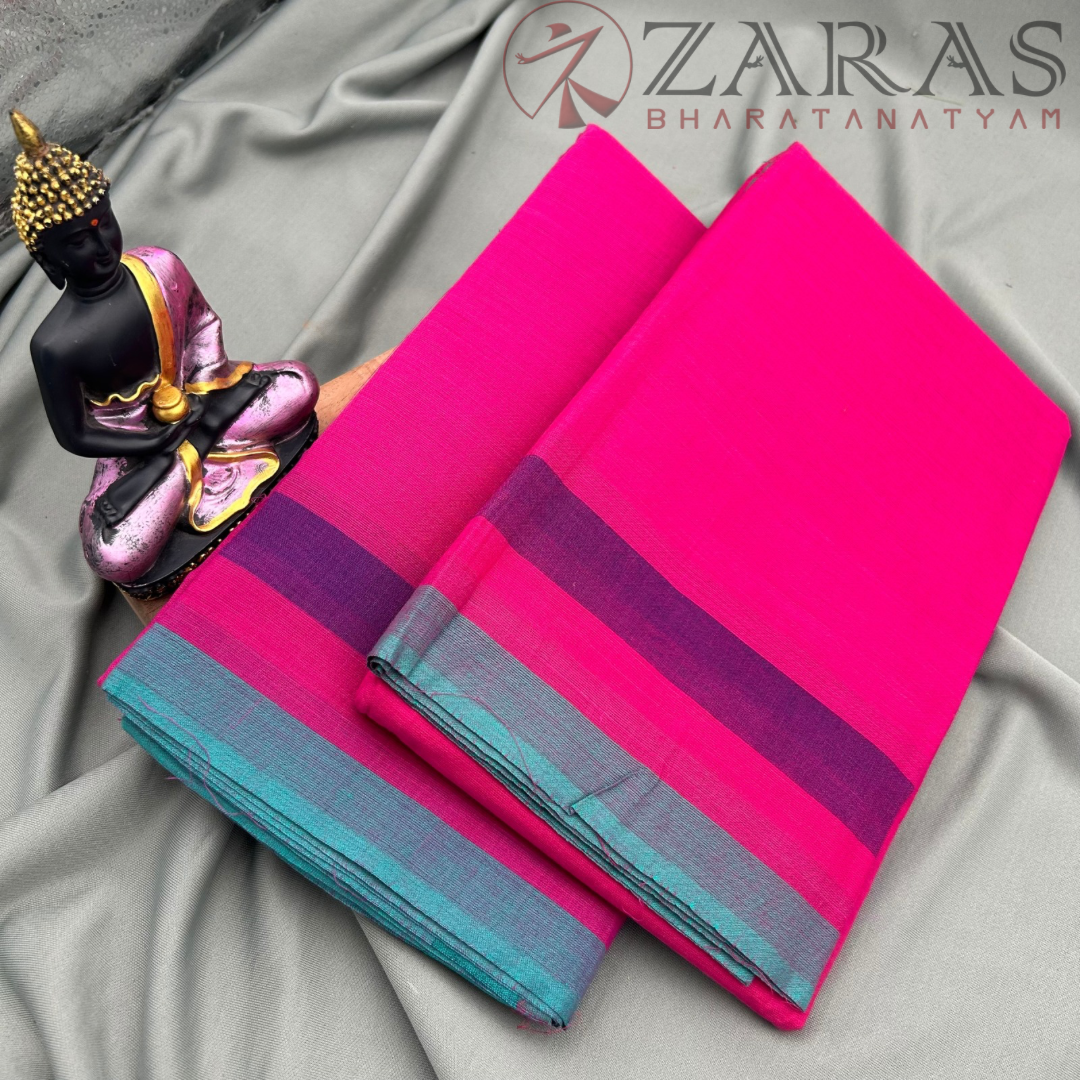 Bharatanatyam Dance Practice Saree - Pink Triple Border image 1
