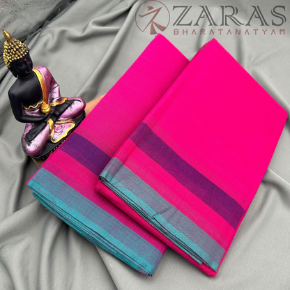 Bharatanatyam Dance Practice Saree - Pink Triple Border image 1