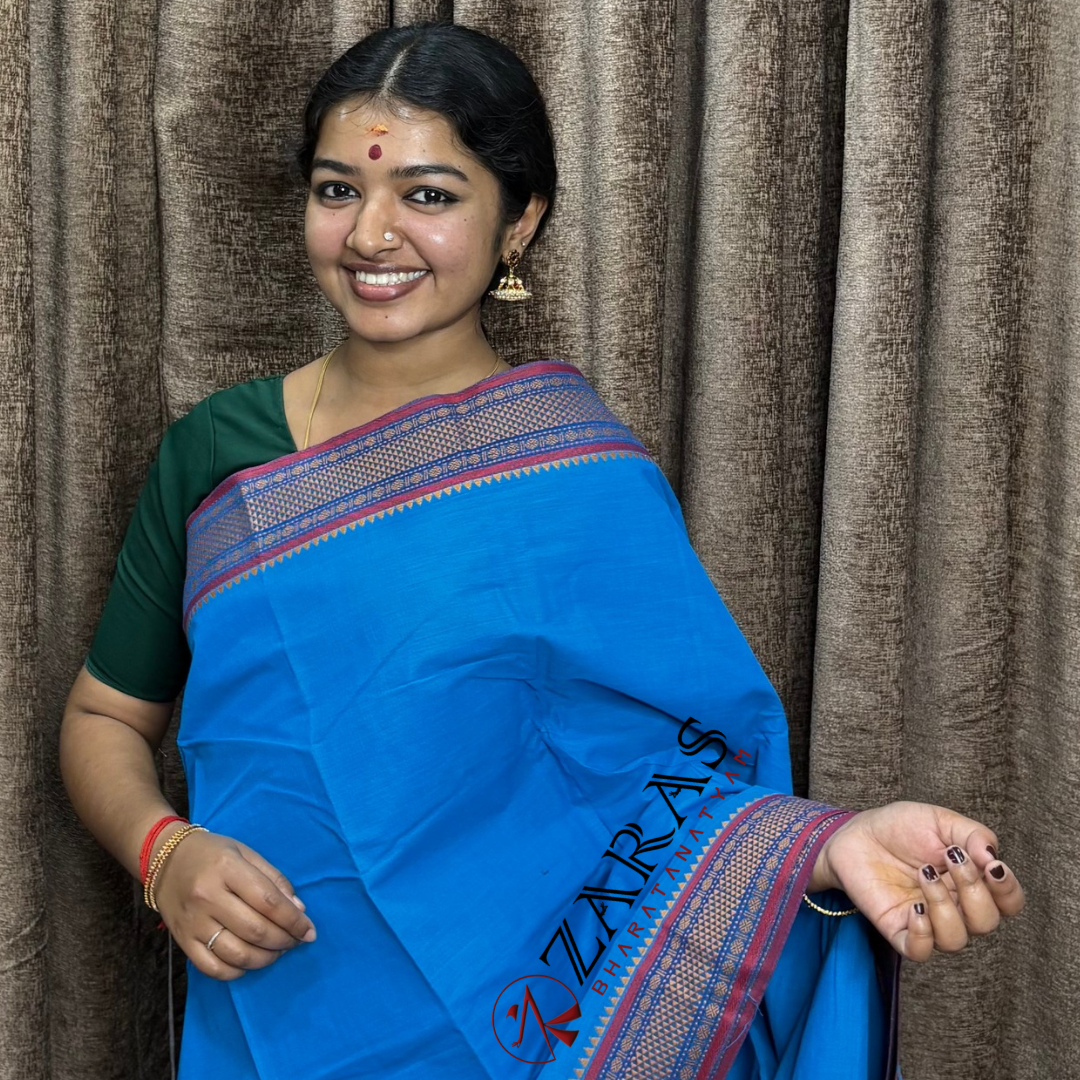 Bharatanatyam Dance Practice Saree - L Blue RD Gold Diamond Double Coin image 0