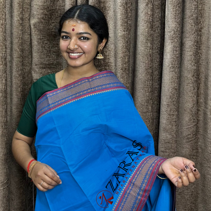 Bharatanatyam Dance Practice Saree - L Blue RD Gold Diamond Double Coin image 0
