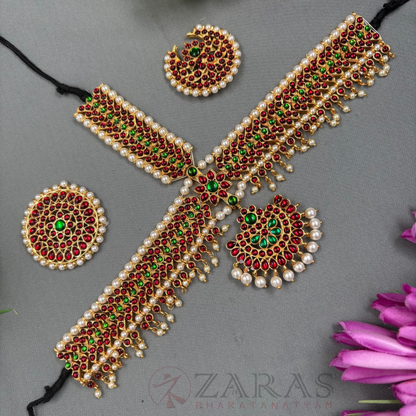 Bharatanatyam Dance Jewellery - Headset S Leaf RG Kemp Beads CS image 0