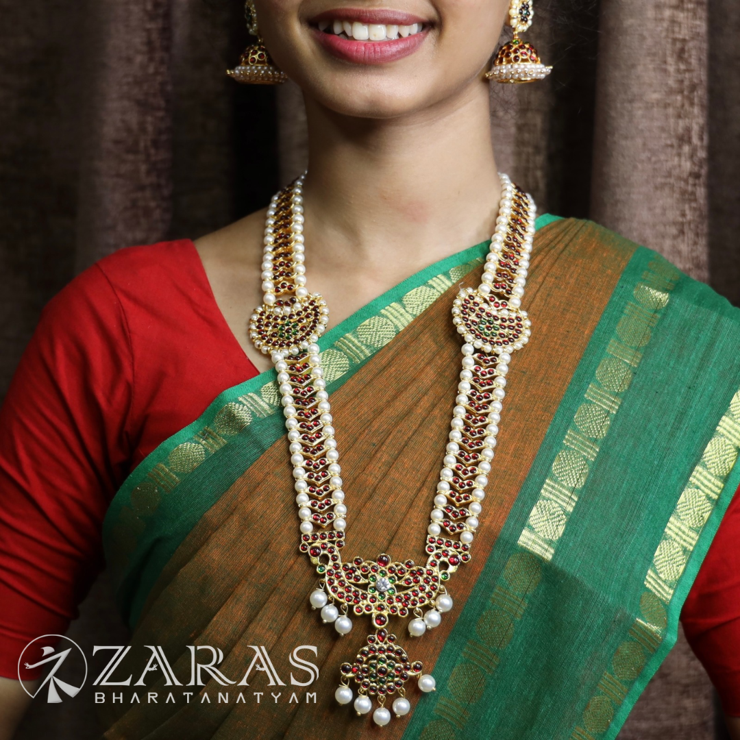 Bharatanatyam Dance Jewellery - Haaram Mo Kemp Pearl Pendent image 0