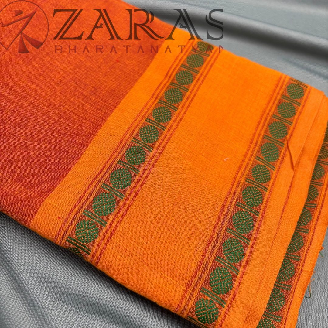 Bharatanatyam Dance Practice Saree - D Shade Orange Double Coin image 1