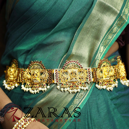 Bharatanatyam Dance Jewellery - Lakshmi & Peacock Hip Belt AR RG Kemp (Ottiyanam) image 0