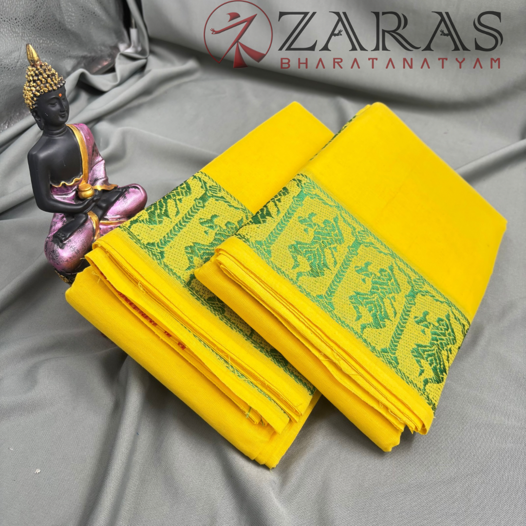 Bharatanatyam Dance Practice Saree - Lemon Yellow Green Doll Border image 2