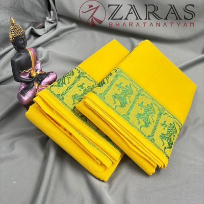 Bharatanatyam Dance Practice Saree - Lemon Yellow Green Doll Border image 2