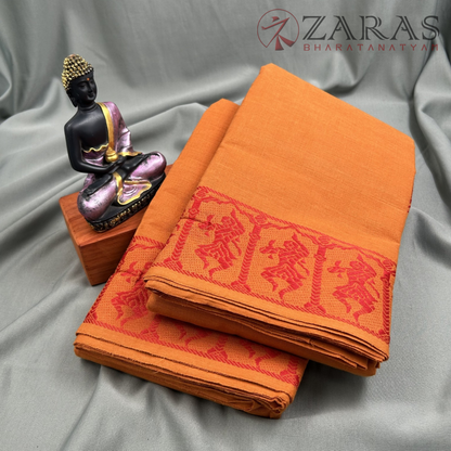 Bharatanatyam Dance Practice Saree - Brown With Red Doll Border image 1