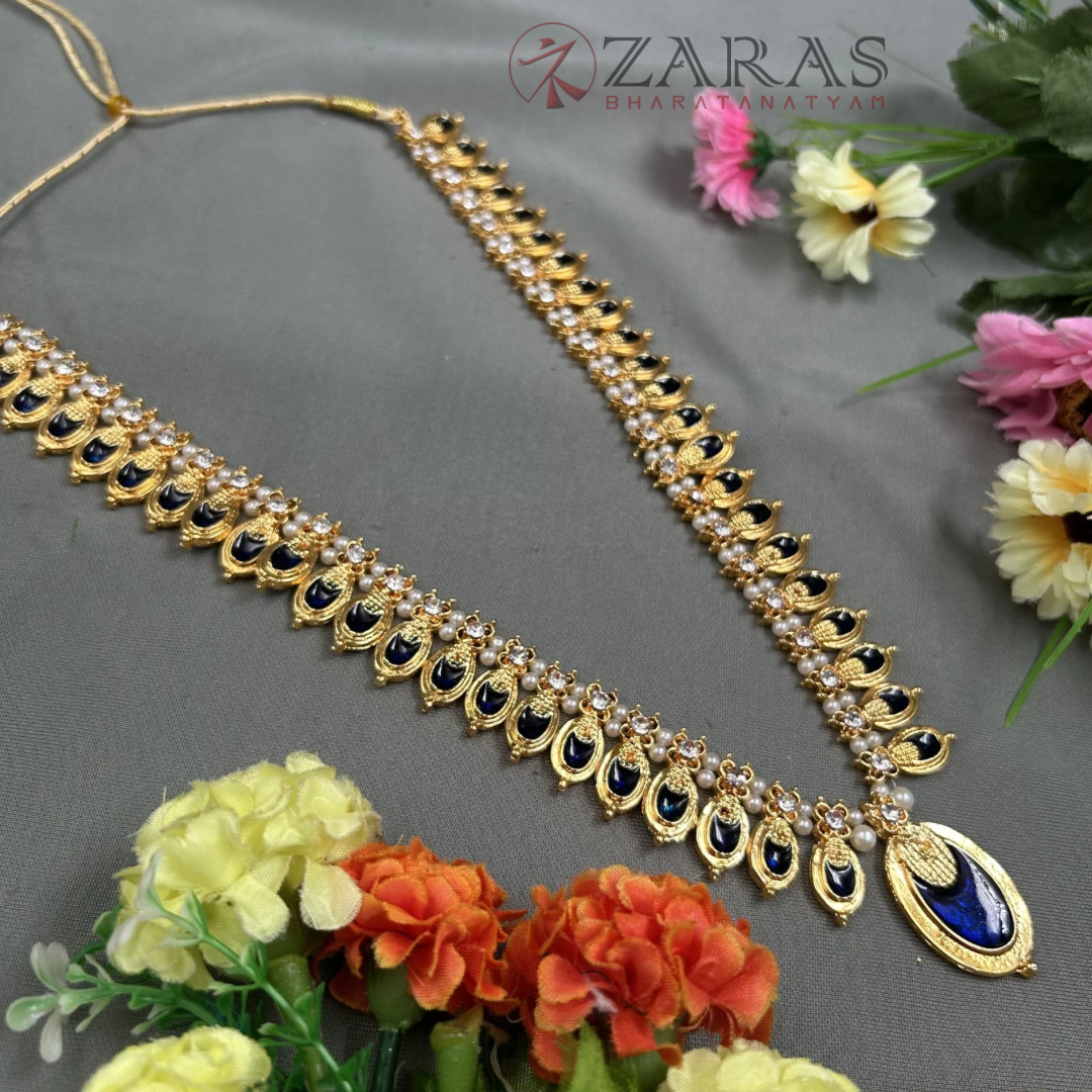 Bharatanatyam Dance Jewellery - Flower Enamel Blue Kemp CS image 1