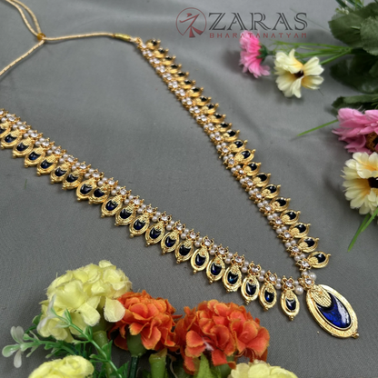 Bharatanatyam Dance Jewellery - Flower Enamel Blue Kemp CS image 1