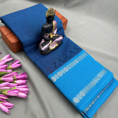 Bharatanatyam Dance Practice Saree - D Blue with Blue Coin Border image 0