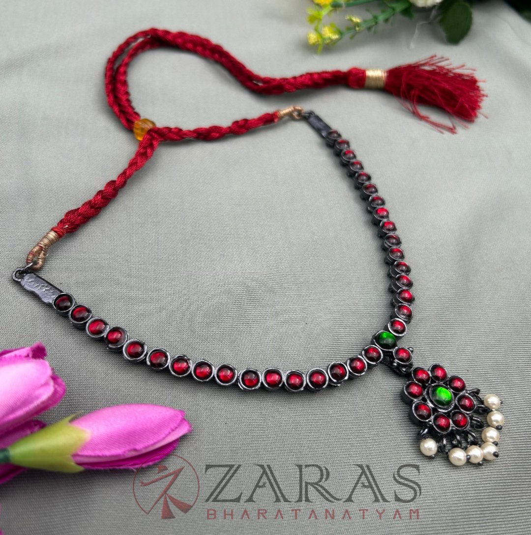 Bharatanatyam Dance Jewellery Black - Necklace 1 L Attigai RG Kemp Beads image 1