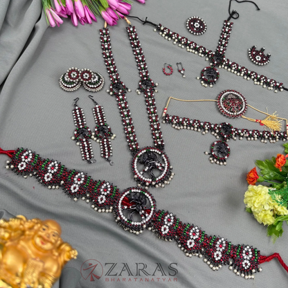 Bharatanatyam Dance Black Jewellery - Nataraj & Lotus Full Set Kemp RGS image 2