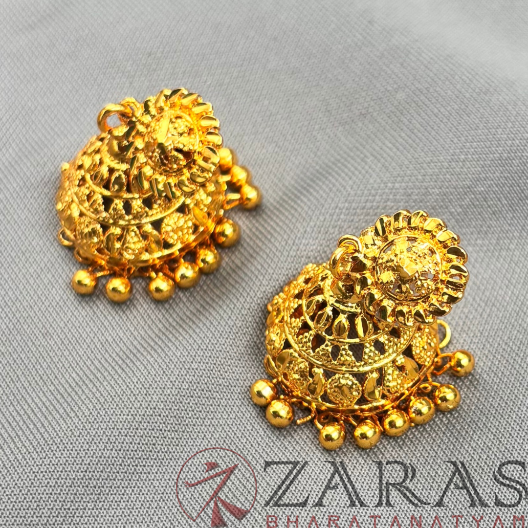 Bharatanatyam Dance Jewellery - Gold Jimiki with Kammal image 2