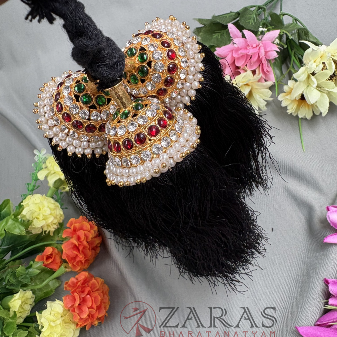Bharatanatyam Dance Jewellery - Kunjalam Kemp 4 Line Hair Type image 1