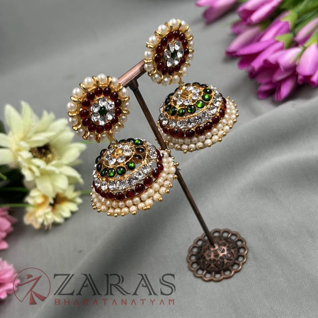 Bharatanatyam Dance Jewellery - 4L Red W Kemp CS Jimiki with Kammal image 0